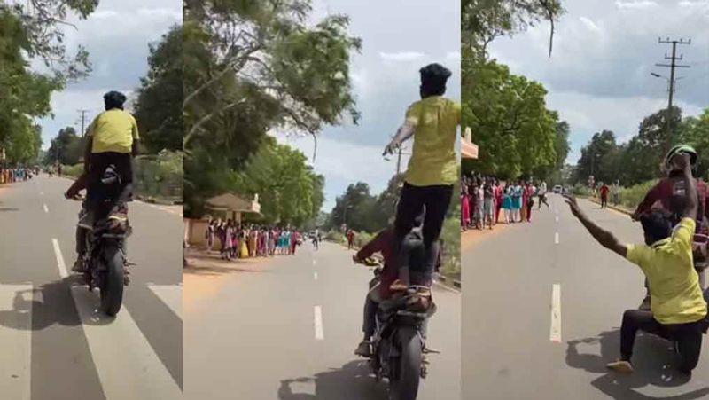 young man falls down while on a bike adventure in karaikudi college road