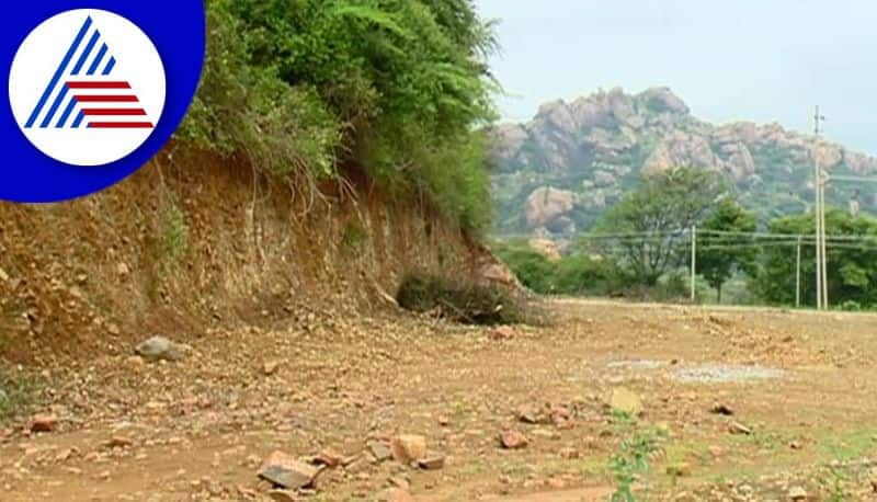 Locals in Chitradurga are in fear of the hill collapsing due to illegal layout work gvd