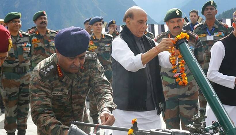 'Armed forces are real pride of India': Rajnath Singh hails soldiers' valour; performs 'Shastra Puja' in Auli 