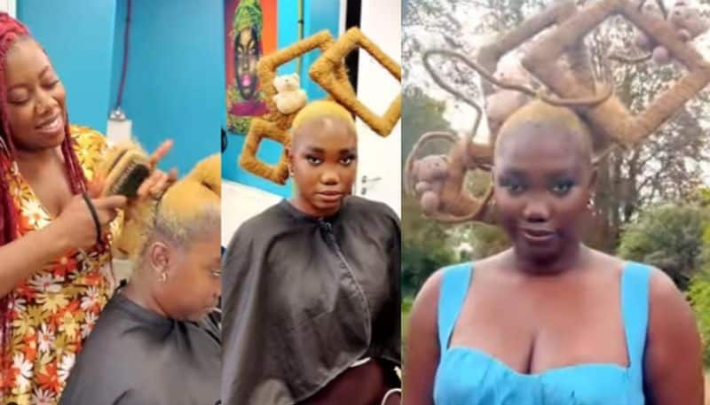 Artist creates hair sculpture in viral video