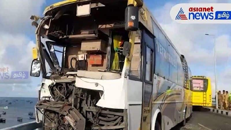 two buses collide head-on Pampan Bridge at Rameswaram,  Many were injured