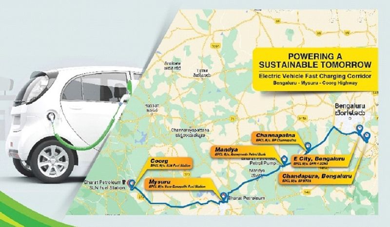 BPCL rolls out 2nd phase of EV charging station in Southern India include Bengaluru Mysuru madikeri highway ckm 