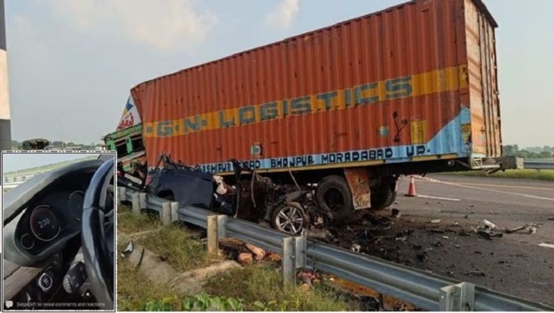 In Purvanchal Expressway BMW Had Gone Up To A Speed Of 230KM hit container all Four Dead san