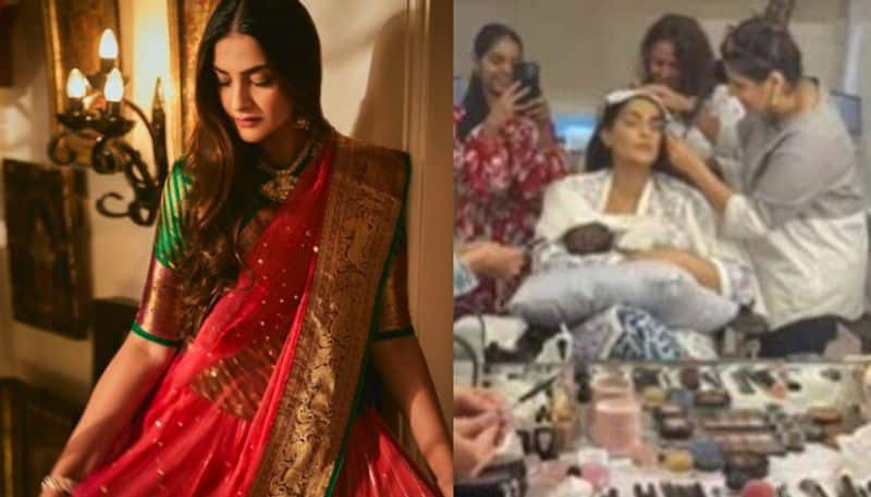 Sonam Kapoor breastfeeds baby Vayu as she decks up for Karva Chauth