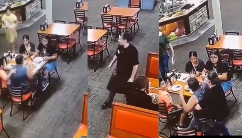 Lady Waiter saved Mans life by doing Heimlich Maneuver in hotel, video goes viral in social Media akb