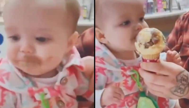 Baby Refuses To Leave Ice Cream After Tasting It For First Time