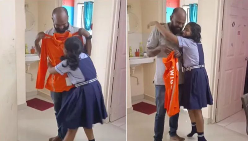 Little girl celebrates her fathers new job at Swiggy