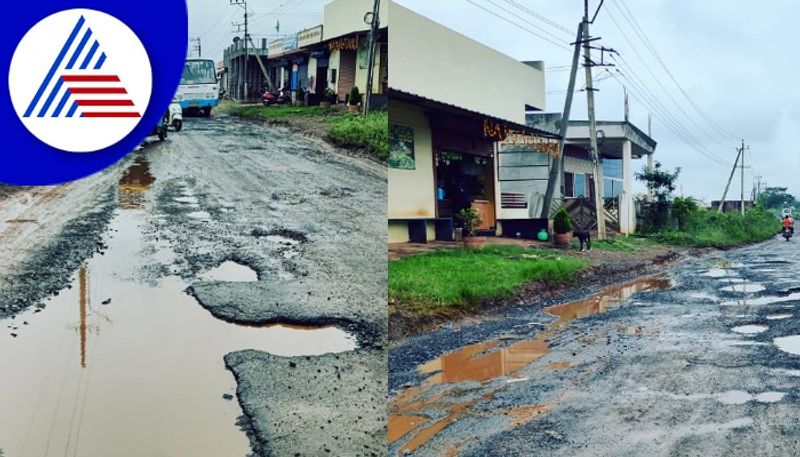 Dharwad rural roads are many potholes on road rav