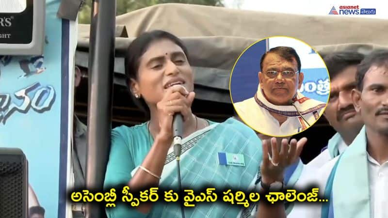 YSRTP Chief YS Sharmila Challenge to Telangana Assembly Speaker Pocharam Srinivas Reddy 