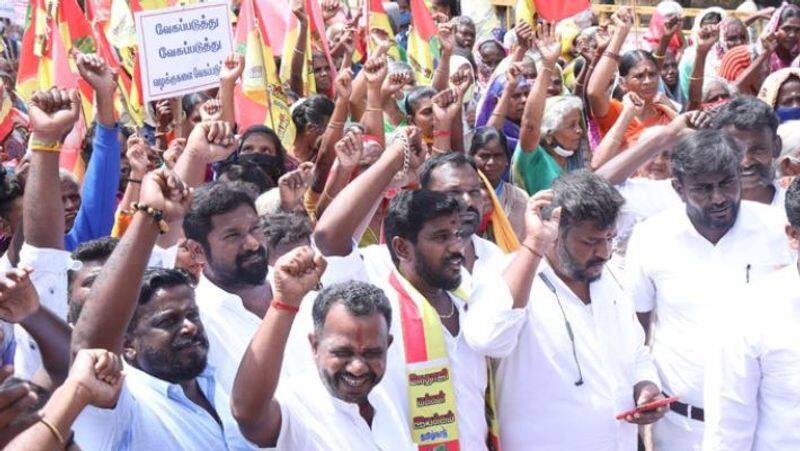 protest was demanding registration of a case under the POCSO Act against journalist savukku shankar 