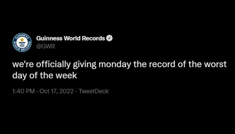 Guinness World Records officially announces Monday as Worst day of the week Netizens react gcw