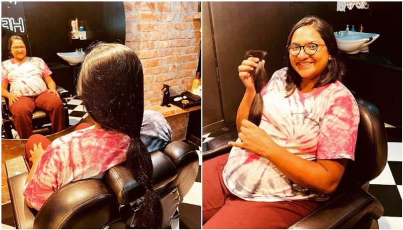 Actress Manasa Joshi donates her long hair for cancer patients sgk