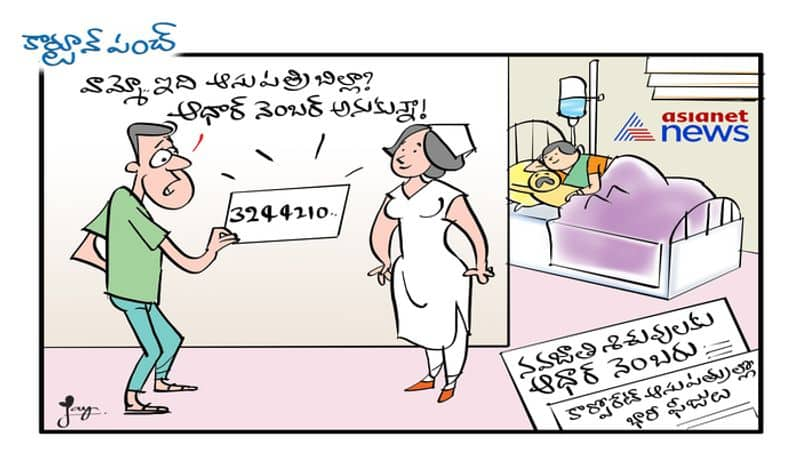 cartoon punch on Aadhar number to new born babies