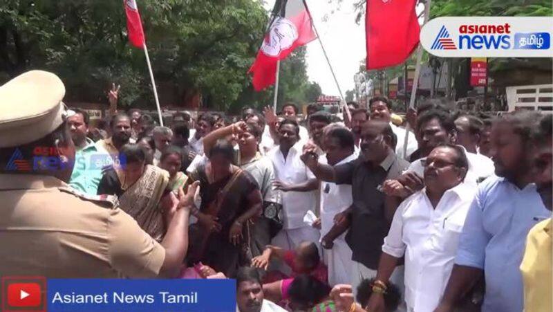 AIADMK members protesting against the arrest of Edappadi Palaniswami in Madurai arrested