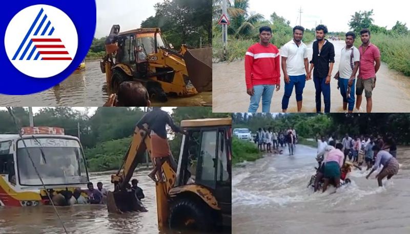 Heavy rain in tumakuru bus and bike stuck in floods pawagada 