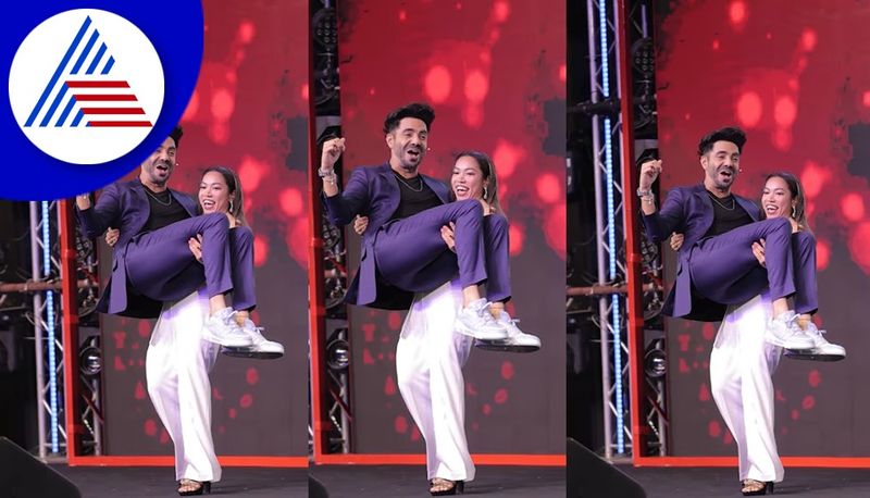 Proud Indian women Weightlifter Mirabai Chanu lift actor Aparshakti Khurana easily on stage akb