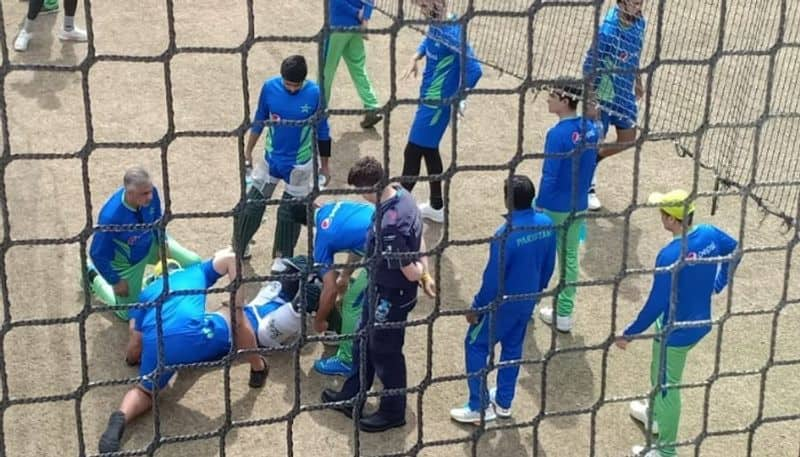 Pakistan Batter Shan Masood Hit On Head At Nets rushed to hospital for scans kvn