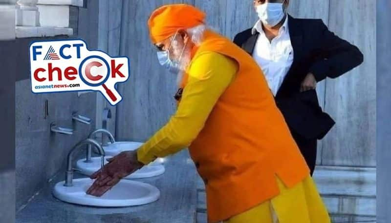 PM Narendra Modi washing his hands at entrance of Gurudwara not inside a toilet mnj 