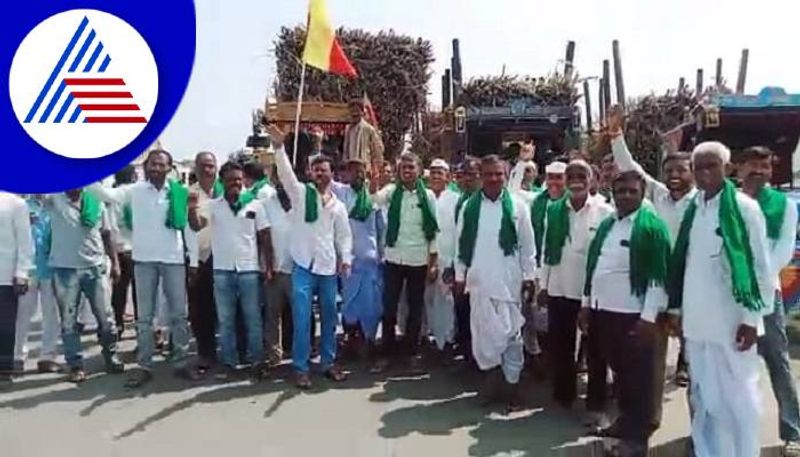 Farmers Held Protest Against Government for Demanding on Increase in Sugarcane Bill Price grg