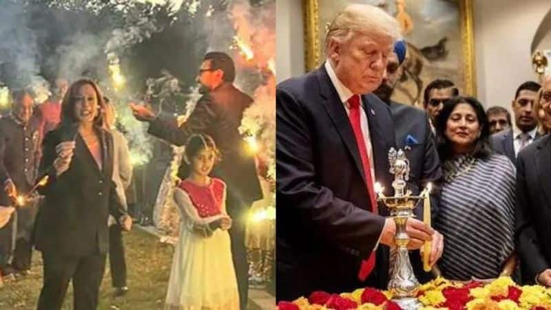 US Vice President Kamala Harris and donald trump Celebrates Diwali In america