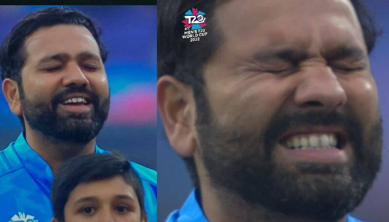 India vs Pakistan: Rohit Sharma strange face expressions gets fans attention during national anthem