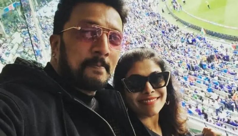 sudeep watched ind vs pak match in australia with his wife sgk