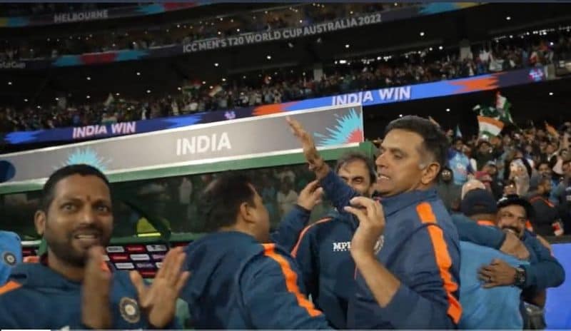 Watch video Indian coach Rahul Dravid celebrating victory against Pakistan