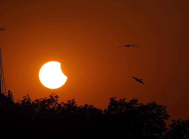 solar eclipse 2022 the black moon day when the sun and the moon are in a straight line