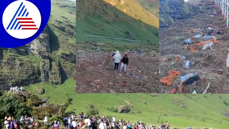 Plastic covers, Bottles At Pavitra Deviramma Hill Chikamagalore Vin