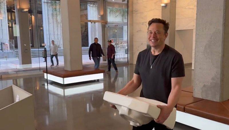 Elon Musk visits Twitter headquarters carrying a sink ahead of takeover deadline; here's why - adt 