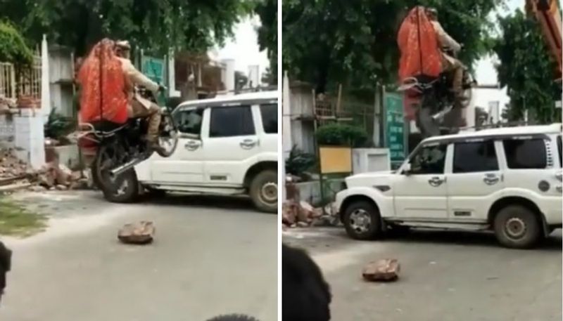 bike stunt for pre wedding photoshoot