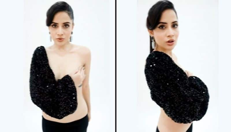 SEXY pics, video: Urfi Javed goes SEMI-NUDE; wears only a shimmery black sleeve drb