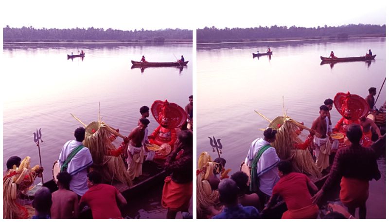 Story Of Karthika Chamundi Theyyam Travelling On A Canoe At Kanhangad Arayi Temple