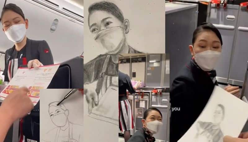 Unknow Passenger draw Air Hostess Sketch and gifted it to her what happen next watch viral video akb