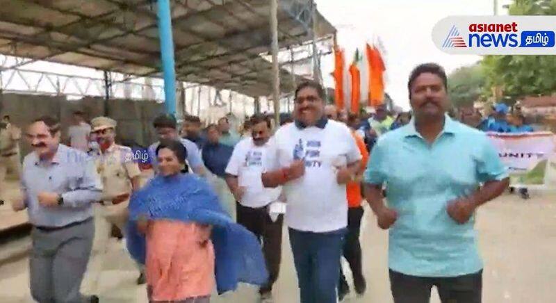 Lieutenant Governor Tamilisai Soundararajan ran in National Unity Day race in Puducherry