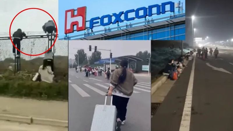 Chinese workers flee Covid lockdown at iPhone factory viral video