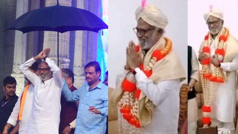 Karnataka minister holding Umbrella and CM Basavaraj Bommai showing love towards rajinikanth