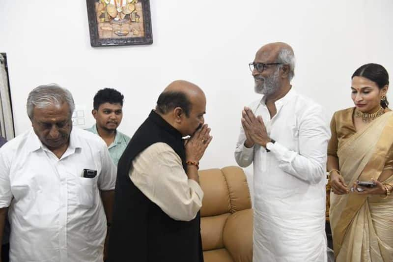 Karnataka minister holding Umbrella and CM Basavaraj Bommai showing love towards rajinikanth