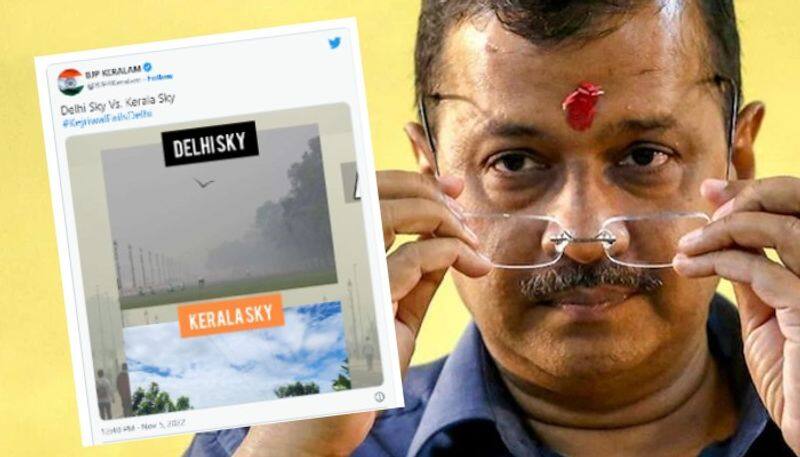 bjp kerala tweet kerala sky v Delhi sky slams kejriwal on delhi air quality