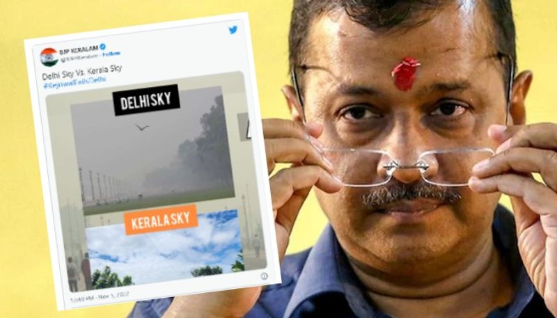 bjp kerala tweet kerala sky v Delhi sky slams kejriwal on delhi air quality