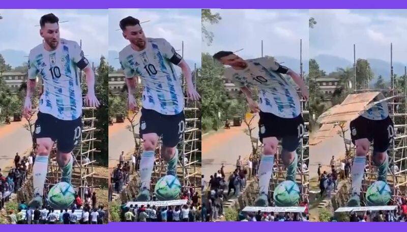 huge messi cutout broken at malappuram edakkara