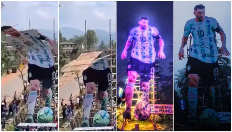 68 feet huge cut out of messi in malappuram