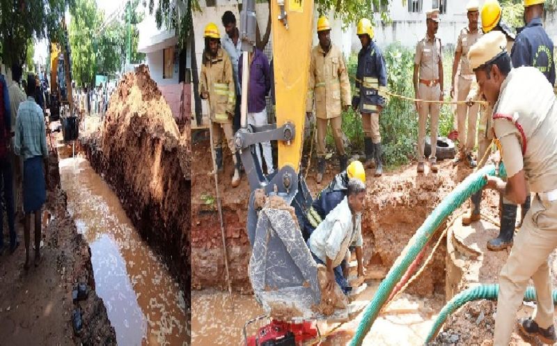 contract labourer died after trapped in pit at madurai