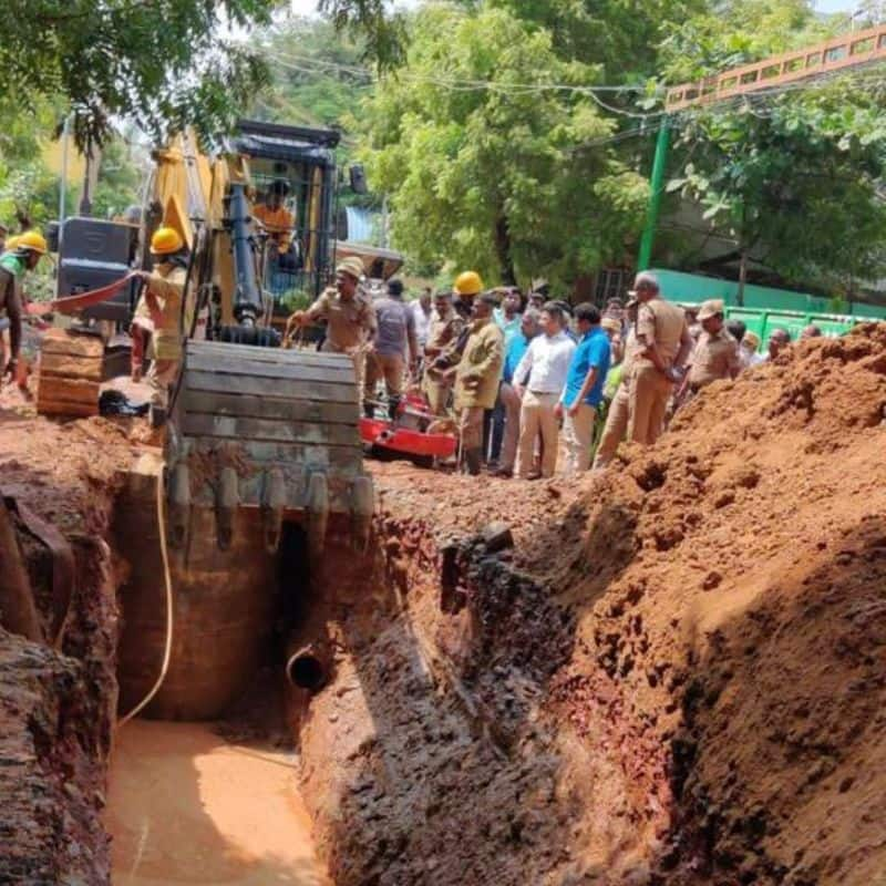 A worker died after tripping while digging an underground sewer at madurai