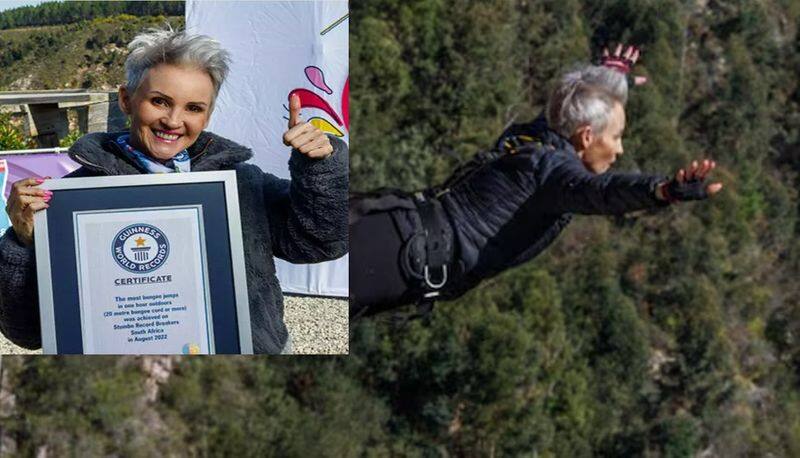 South African woman create world record doing 23 bungee jumps in one hour akb