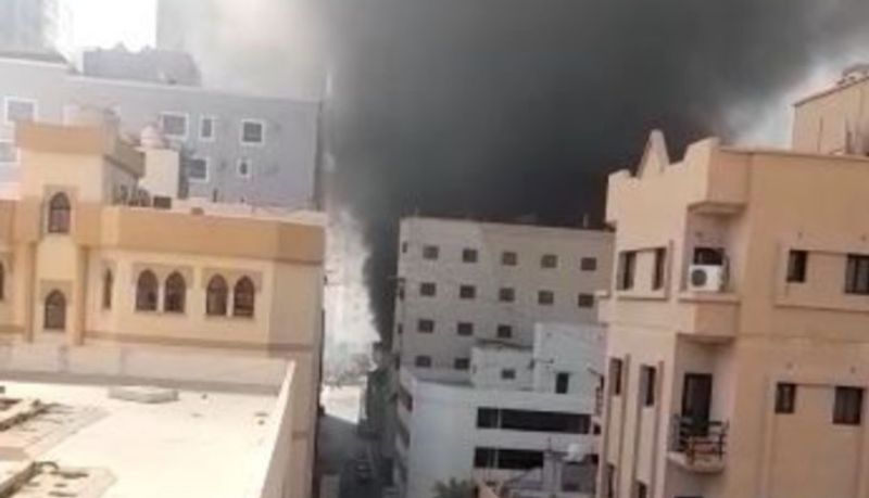 massive fire in an under construction building in Bahrain thirteen workers rescued