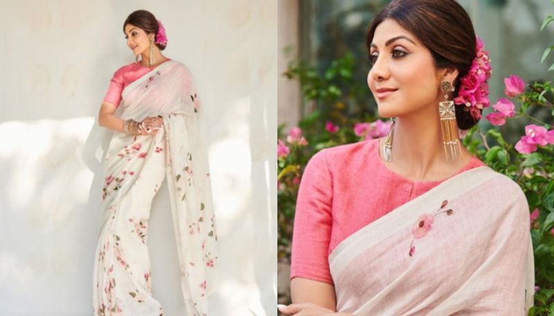 Shilpa Shetty in a Floral Saree