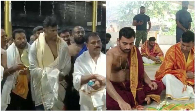 Tamil Actor Vishal visits to kukke Subramanya temple sgk