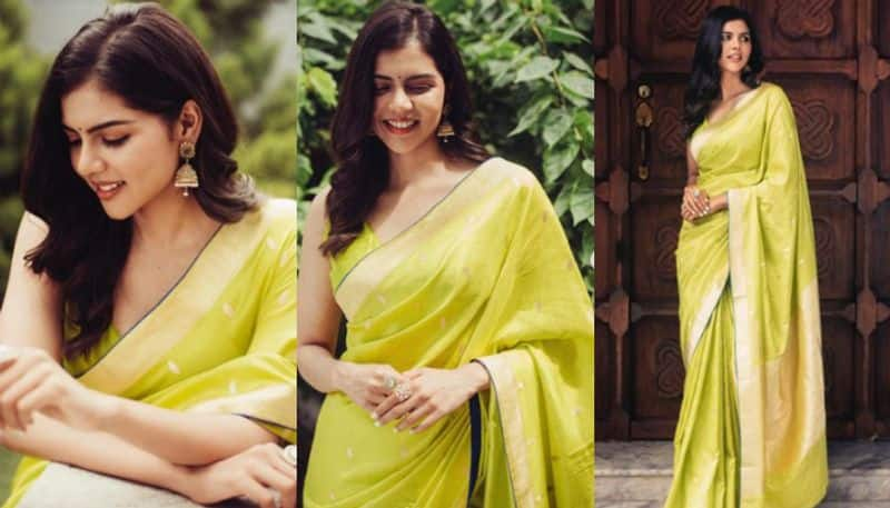 Kalyani Priyadarshan in green saree photos viral 