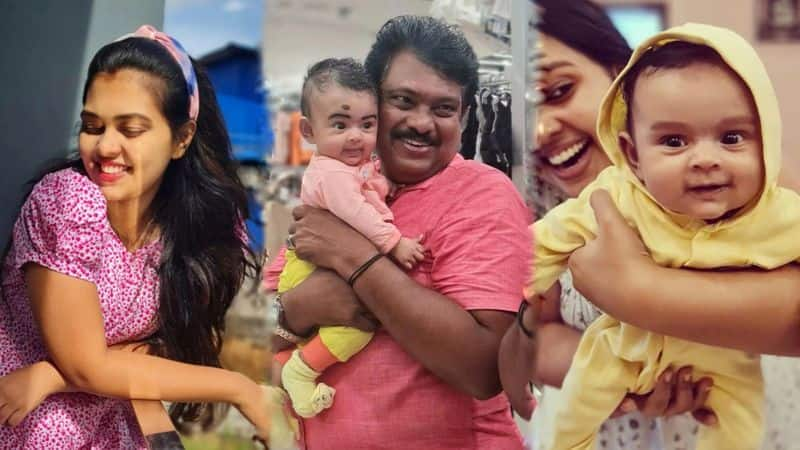 mridhula vijai shares photo of her child with her grandfather